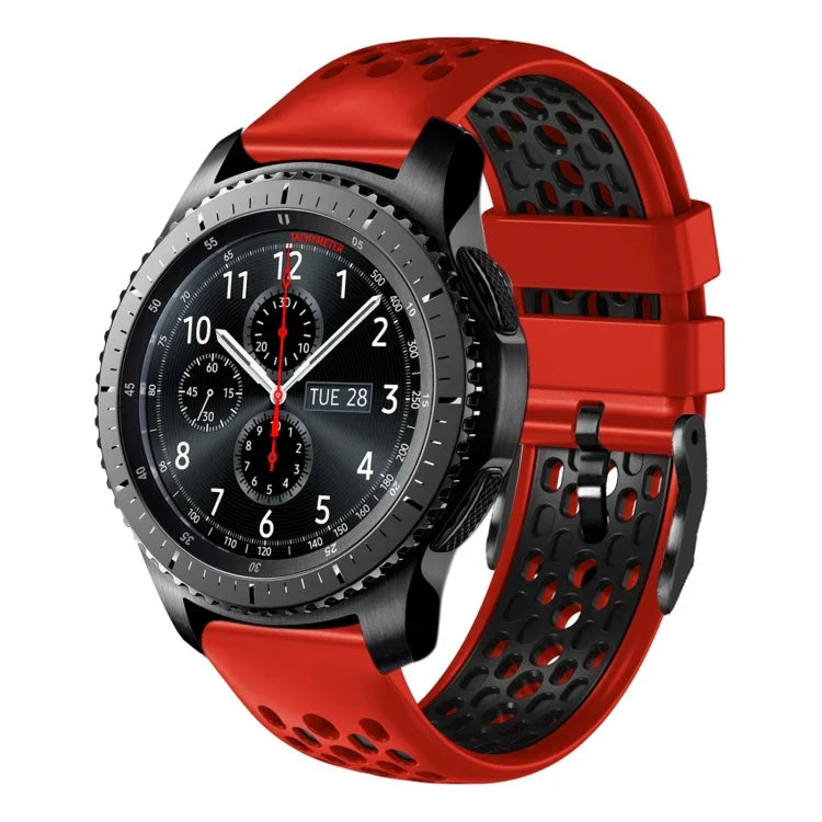 22mm ツートンカラー 通気性シリコンウォッチバンド、Samsung Galaxy Watch3 45mm 用、Samsung Galaxy Watch 46mm 用、Samsung Gear S3 Classic 用、Samsung Gear S3 Frontier 用