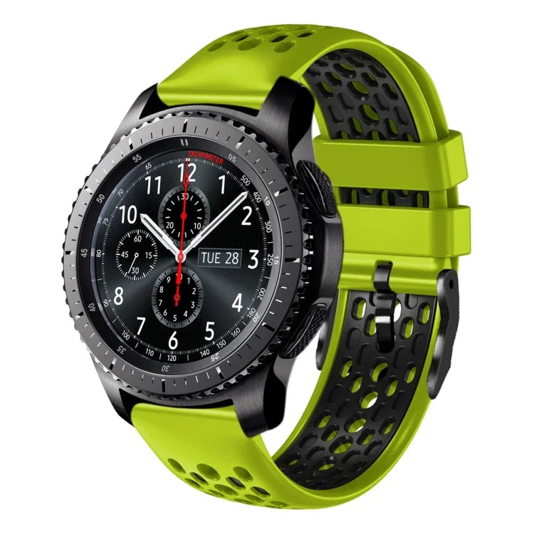 22mm ツートンカラー 通気性シリコンウォッチバンド、Samsung Galaxy Watch3 45mm 用、Samsung Galaxy Watch 46mm 用、Samsung Gear S3 Classic 用、Samsung Gear S3 Frontier 用