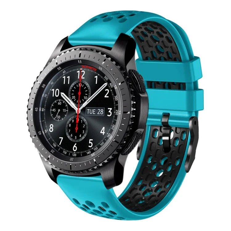 22mm ツートンカラー 通気性シリコンウォッチバンド、Samsung Galaxy Watch3 45mm 用、Samsung Galaxy Watch 46mm 用、Samsung Gear S3 Classic 用、Samsung Gear S3 Frontier 用