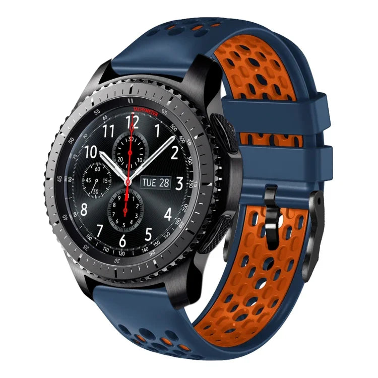 22mm ツートンカラー 通気性シリコンウォッチバンド、Samsung Galaxy Watch3 45mm 用、Samsung Galaxy Watch 46mm 用、Samsung Gear S3 Classic 用、Samsung Gear S3 Frontier 用