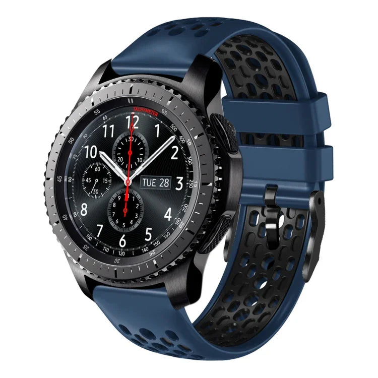 22mm ツートンカラー 通気性シリコンウォッチバンド、Samsung Galaxy Watch3 45mm 用、Samsung Galaxy Watch 46mm 用、Samsung Gear S3 Classic 用、Samsung Gear S3 Frontier 用