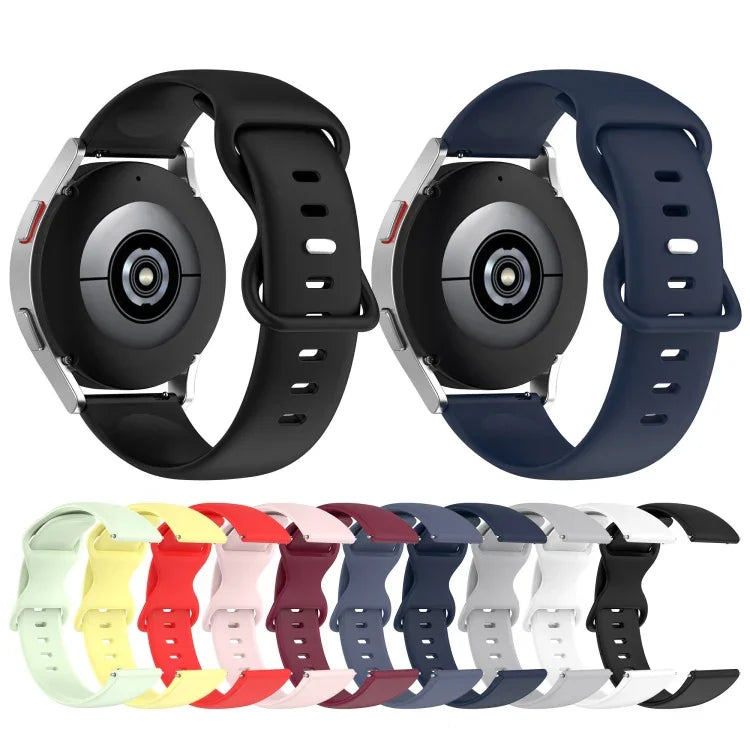 20mm バタフライバックル 単色シリコンウォッチバンド、Samsung Galaxy Watch 4 44mm用、Samsung Galaxy Watch 4 Classic 46mm用、Samsung Galaxy Watch 4 Classic 42mm用、Samsung Galaxy Watch Active 2用