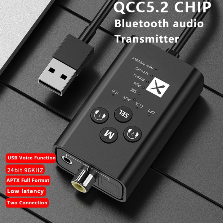 T9 低遅延 5.2 Bluetoothオーディオトランスミッター 光ファイバー・同軸・APTXフルシリーズ対応 USBケーブル付き、ケーブルなし