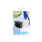 45W PD3.0 + 2ポート QC3.0 USB マルチポート急速充電器、UKプラグ、UKプラグ