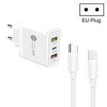 45W PD3.0 + 2 x QC3.0 USBマルチポートチャージャー Type-C to Type-Cケーブル付き、EUプラグ、EUプラグ + Type-C to Type-Cケーブル