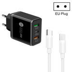 45W PD3.0 + 2 x QC3.0 USBマルチポートチャージャー Type-C to Type-Cケーブル付き、EUプラグ、EUプラグ + Type-C to Type-Cケーブル
