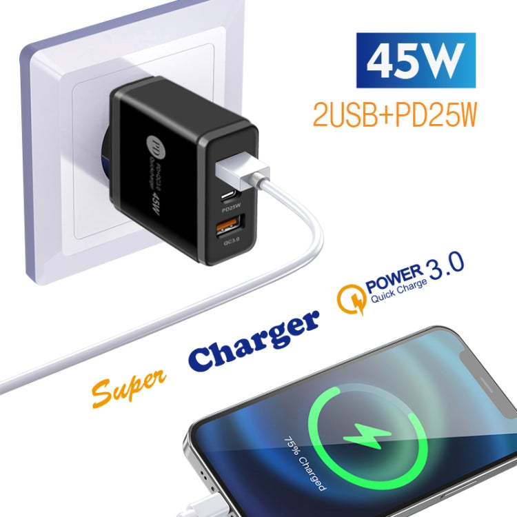45W PD3.0 + 2 x QC3.0 USBマルチポートチャージャー Type-C to Type-Cケーブル付き、EUプラグ、EUプラグ + Type-C to Type-Cケーブル