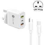 45W PD3.0 + 2 x QC3.0 USBマルチポートチャージャー Type-C to Type-Cケーブル付き、UKプラグ、UKプラグ + Type-C to Type-Cケーブル