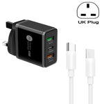 45W PD3.0 + 2 x QC3.0 USBマルチポートチャージャー Type-C to Type-Cケーブル付き、UKプラグ、UKプラグ + Type-C to Type-Cケーブル