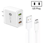 45W PD25W + 2 x QC3.0 USBマルチポートチャージャー USB to Type-Cケーブル付き、USプラグ、USプラグ + USB to Type-Cケーブル