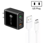 45W PD25W + 2 x QC3.0 USBマルチポートチャージャー USB to Type-Cケーブル付き、USプラグ、USプラグ + USB to Type-Cケーブル