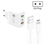 45W PD25W + 2 x QC3.0 USBマルチポートチャージャー USB to Type-Cケーブル付き、EUプラグ、EUプラグ + USB to Type-Cケーブル