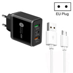45W PD25W + 2 x QC3.0 USBマルチポートチャージャー USB to Micro USBケーブル付き、EUプラグ、EUプラグ + USB to Micro USBケーブル