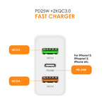 45W PD25W + 2 x QC3.0 USBマルチポートチャージャー USB to Micro USBケーブル付き、EUプラグ、EUプラグ + USB to Micro USBケーブル