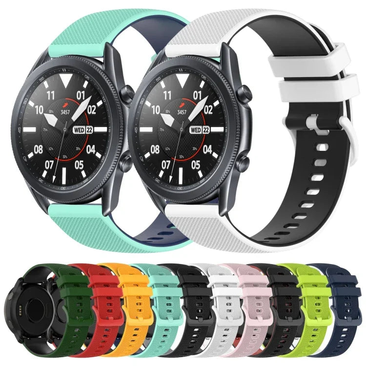 22mm チェッカードツートンシリコンウォッチバンド、Samsung Galaxy Watch3 45mm用、Samsung Galaxy Watch 46mm用、Samsung Gear S3 Classic用、Samsung Gear S3 Frontier用