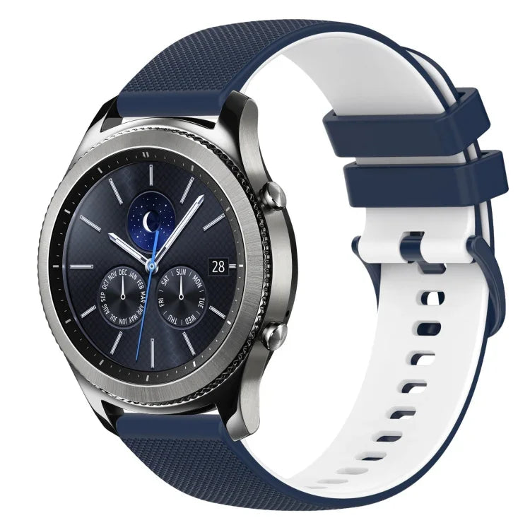 22mm チェッカードツートンシリコンウォッチバンド、Samsung Galaxy Watch3 45mm用、Samsung Galaxy Watch 46mm用、Samsung Gear S3 Classic用、Samsung Gear S3 Frontier用