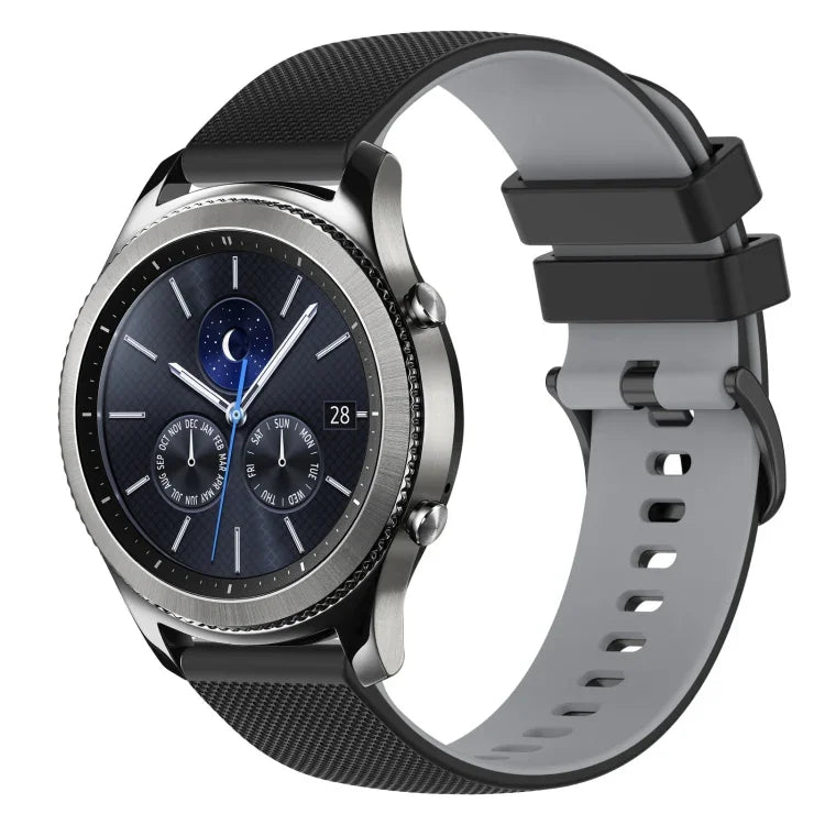 22mm チェッカードツートンシリコンウォッチバンド、Samsung Galaxy Watch3 45mm用、Samsung Galaxy Watch 46mm用、Samsung Gear S3 Classic用、Samsung Gear S3 Frontier用