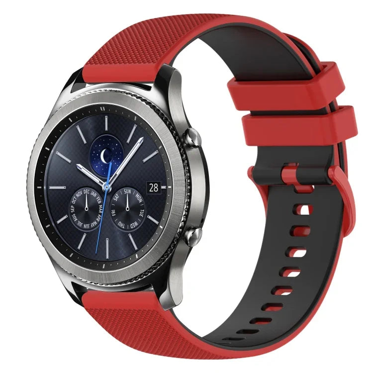 22mm チェッカードツートンシリコンウォッチバンド、Samsung Galaxy Watch3 45mm用、Samsung Galaxy Watch 46mm用、Samsung Gear S3 Classic用、Samsung Gear S3 Frontier用