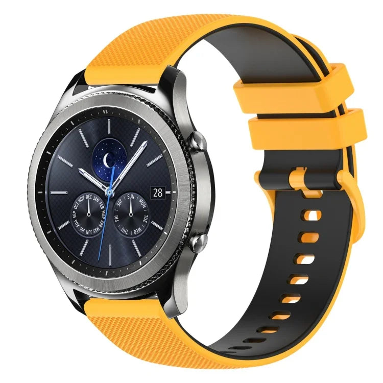 22mm チェッカードツートンシリコンウォッチバンド、Samsung Galaxy Watch3 45mm用、Samsung Galaxy Watch 46mm用、Samsung Gear S3 Classic用、Samsung Gear S3 Frontier用