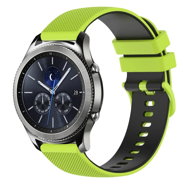 22mm チェッカードツートンシリコンウォッチバンド、Samsung Galaxy Watch3 45mm用、Samsung Galaxy Watch 46mm用、Samsung Gear S3 Classic用、Samsung Gear S3 Frontier用