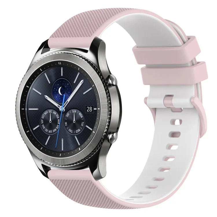 22mm チェッカードツートンシリコンウォッチバンド、Samsung Galaxy Watch3 45mm用、Samsung Galaxy Watch 46mm用、Samsung Gear S3 Classic用、Samsung Gear S3 Frontier用