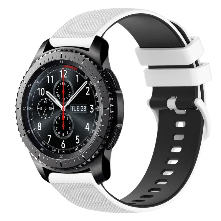 22mm チェッカードツートンシリコンウォッチバンド、Samsung Galaxy Watch3 45mm用、Samsung Galaxy Watch 46mm用、Samsung Gear S3 Classic用、Samsung Gear S3 Frontier用