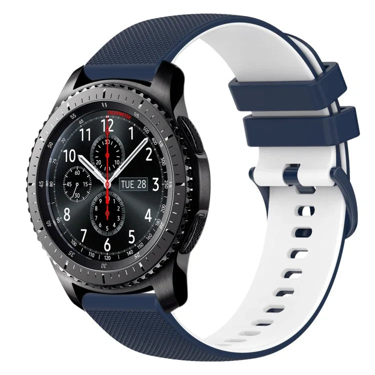 22mm チェッカードツートンシリコンウォッチバンド、Samsung Galaxy Watch3 45mm用、Samsung Galaxy Watch 46mm用、Samsung Gear S3 Classic用、Samsung Gear S3 Frontier用