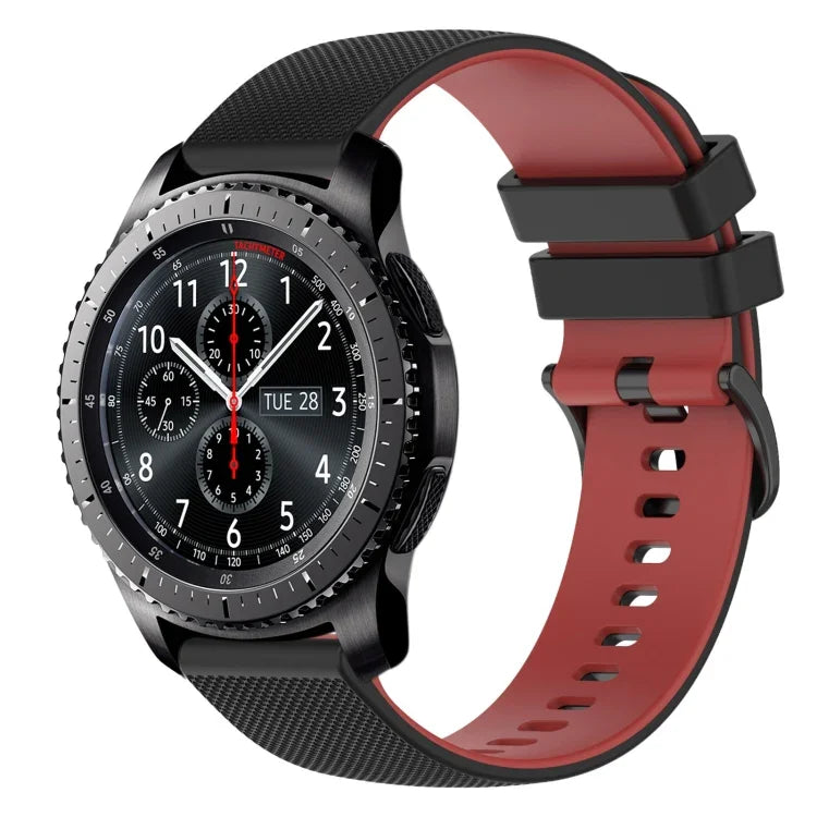 22mm チェッカードツートンシリコンウォッチバンド、Samsung Galaxy Watch3 45mm用、Samsung Galaxy Watch 46mm用、Samsung Gear S3 Classic用、Samsung Gear S3 Frontier用