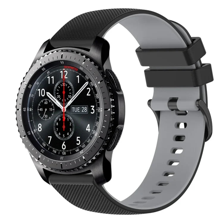 22mm チェッカードツートンシリコンウォッチバンド、Samsung Galaxy Watch3 45mm用、Samsung Galaxy Watch 46mm用、Samsung Gear S3 Classic用、Samsung Gear S3 Frontier用