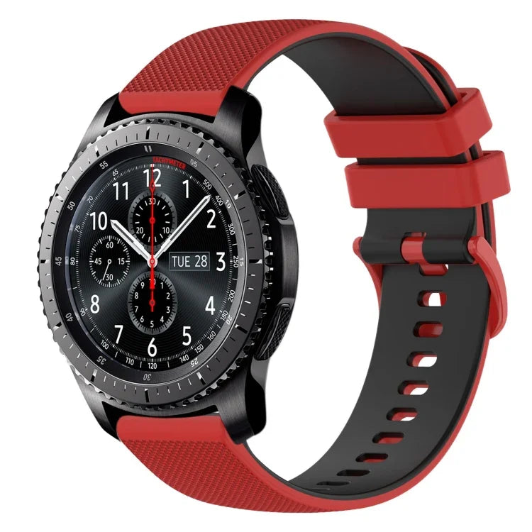 22mm チェッカードツートンシリコンウォッチバンド、Samsung Galaxy Watch3 45mm用、Samsung Galaxy Watch 46mm用、Samsung Gear S3 Classic用、Samsung Gear S3 Frontier用