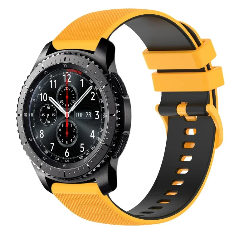 22mm チェッカードツートンシリコンウォッチバンド、Samsung Galaxy Watch3 45mm用、Samsung Galaxy Watch 46mm用、Samsung Gear S3 Classic用、Samsung Gear S3 Frontier用