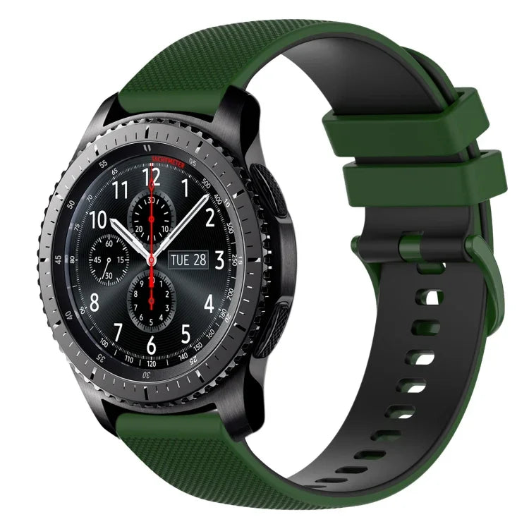 22mm チェッカードツートンシリコンウォッチバンド、Samsung Galaxy Watch3 45mm用、Samsung Galaxy Watch 46mm用、Samsung Gear S3 Classic用、Samsung Gear S3 Frontier用