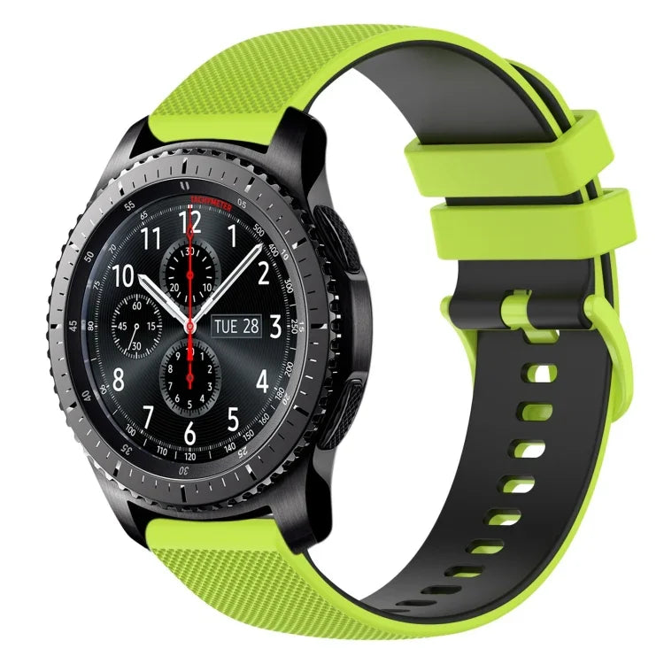 22mm チェッカードツートンシリコンウォッチバンド、Samsung Galaxy Watch3 45mm用、Samsung Galaxy Watch 46mm用、Samsung Gear S3 Classic用、Samsung Gear S3 Frontier用