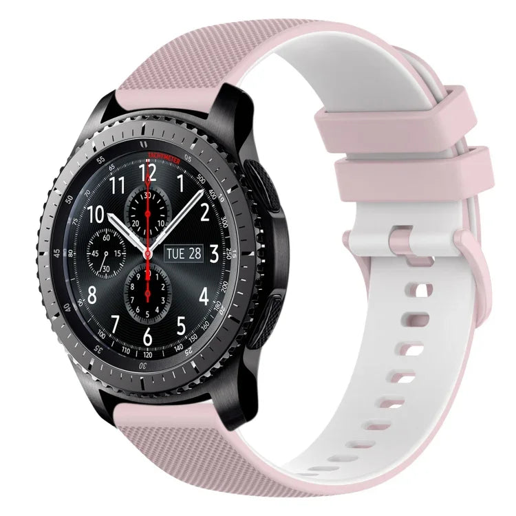 22mm チェッカードツートンシリコンウォッチバンド、Samsung Galaxy Watch3 45mm用、Samsung Galaxy Watch 46mm用、Samsung Gear S3 Classic用、Samsung Gear S3 Frontier用
