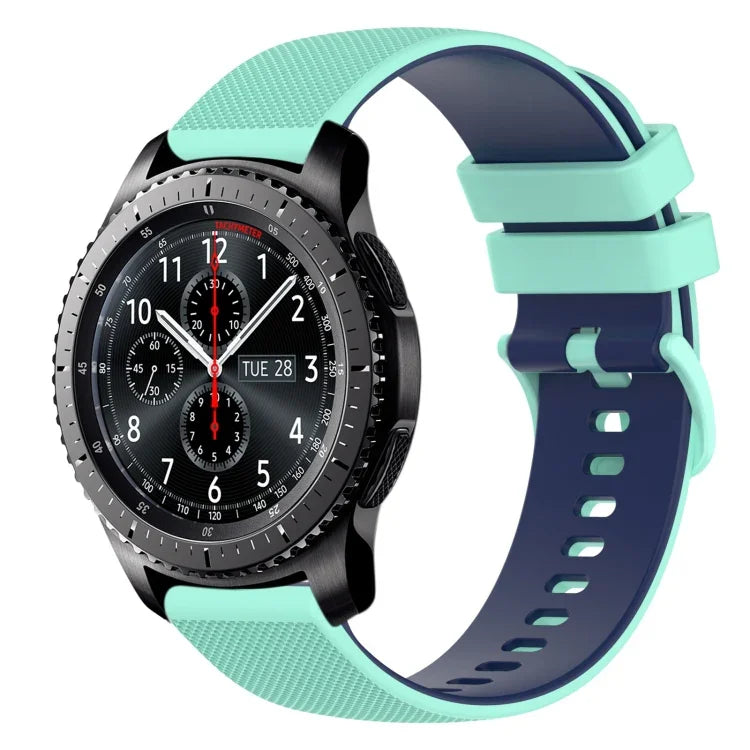 22mm チェッカードツートンシリコンウォッチバンド、Samsung Galaxy Watch3 45mm用、Samsung Galaxy Watch 46mm用、Samsung Gear S3 Classic用、Samsung Gear S3 Frontier用
