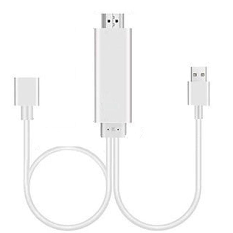 1080P HDMIケーブルアダプター USBからHDTVケーブル、USBオス＋USBメスからHDMIオス 1080P HDTVミラーリングケーブル 携帯電話/タブレットなどのストリーミング共有用