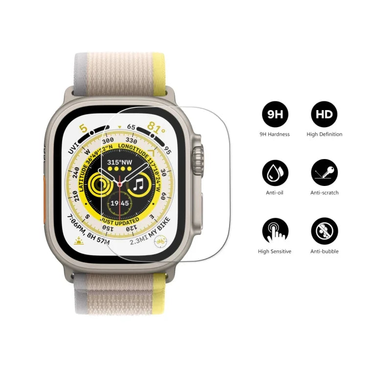 Apple Watch Ultra 1 / 2 / 3 49mm用 ENKAY 0.2mm 9H強化ガラスウォッチフィルム、1枚、2枚、5枚、10枚