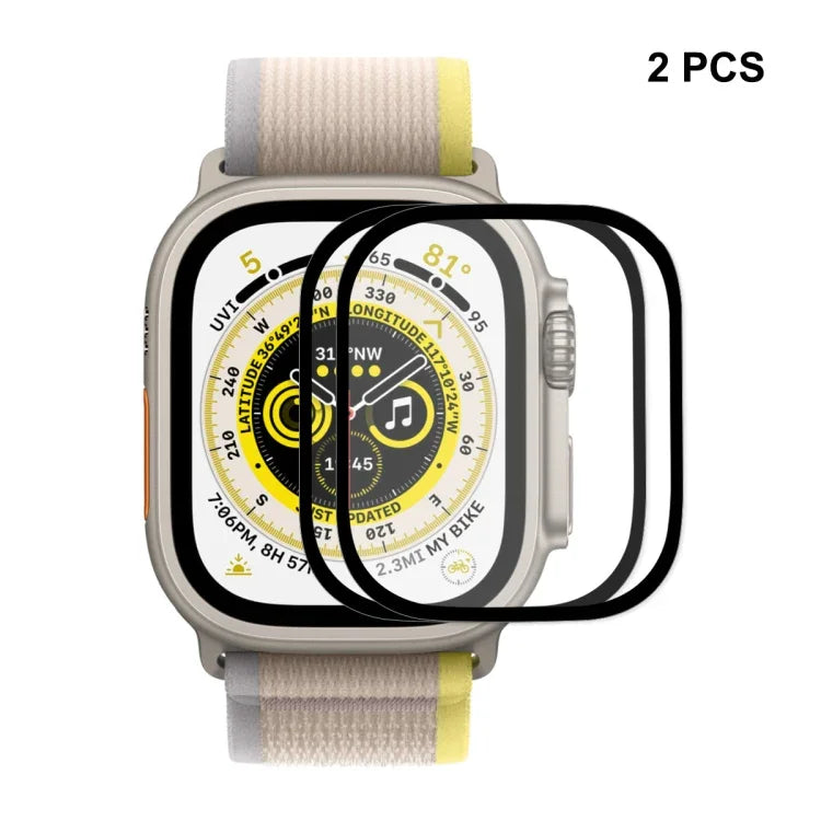 Apple Watch Ultra 1 / 2 / 3 49mm用 ENKAY 9Hフルカバー強化ガラスウォッチフィルム、1枚、2枚、5枚、10枚