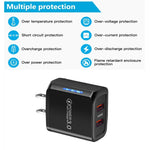 36W デュアルポート QC3.0 USBチャージャー 3A USB to Type-Cデータケーブル付き、USプラグ、USプラグ + USB to Type-Cケーブル