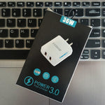 36W デュアルポート QC3.0 USBチャージャー 3A USB to Type-Cデータケーブル付き、USプラグ、USプラグ + USB to Type-Cケーブル