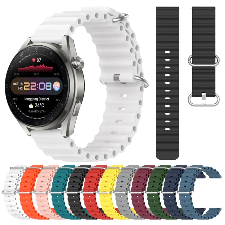 22mm Ocean Style Silicone Solid Color Watch Band, For Huawei Watch 3 Pro New