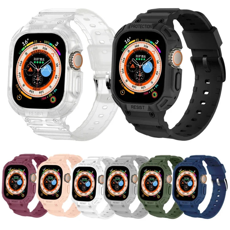 Apple Watch Ultra 3 / 2 / 1 49mm JUNSUNMAY 一体型 TPU ケース 調節可能な伸縮性ウォッチバンド用