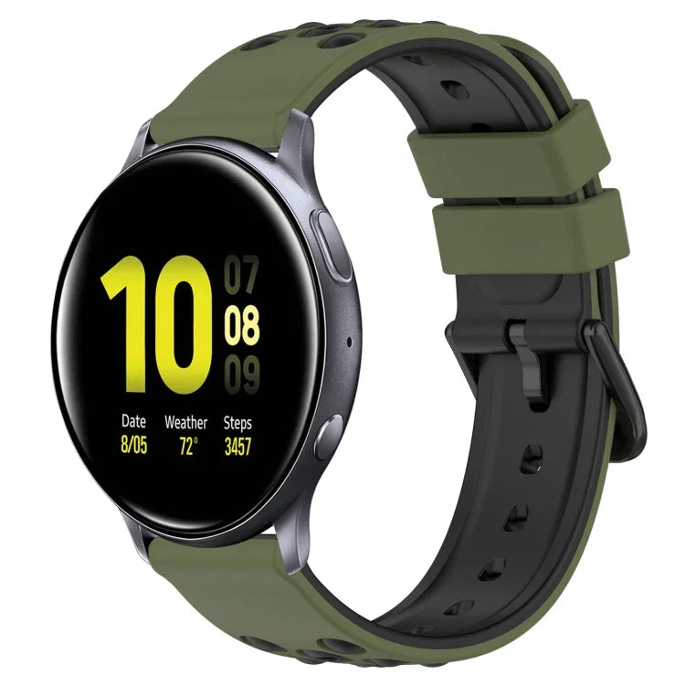 20mm ツートンカラーポーラスシリコンウォッチバンド、Samsung Galaxy Watch Active2 44mm用、Samsung Galaxy Watch 42mm用