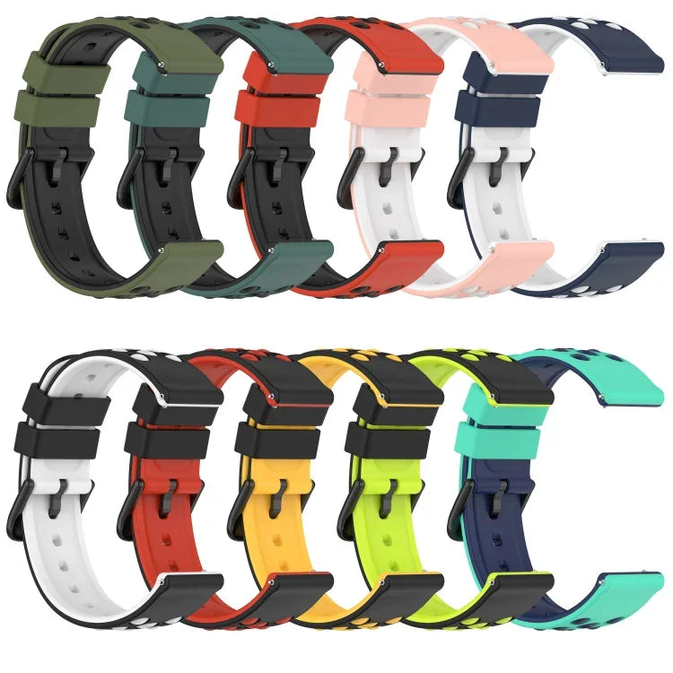 20mm ツートンカラーポーラスシリコンウォッチバンド、Samsung Galaxy Watch Active2 44mm用、Samsung Galaxy Watch 42mm用