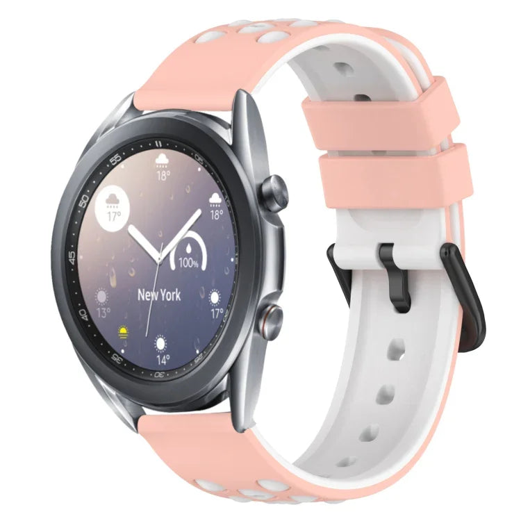 22mm ツートンカラー 多孔質シリコン時計バンド、Samsung Galaxy Watch3 45mm用、Samsung Galaxy Watch 46mm用、Samsung Gear S3 Classic用、Samsung Gear S3 Frontier用