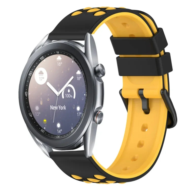 22mm ツートンカラー 多孔質シリコン時計バンド、Samsung Galaxy Watch3 45mm用、Samsung Galaxy Watch 46mm用、Samsung Gear S3 Classic用、Samsung Gear S3 Frontier用