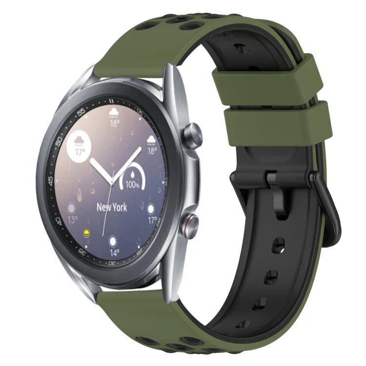 22mm ツートンカラー 多孔質シリコン時計バンド、Samsung Galaxy Watch3 45mm用、Samsung Galaxy Watch 46mm用、Samsung Gear S3 Classic用、Samsung Gear S3 Frontier用