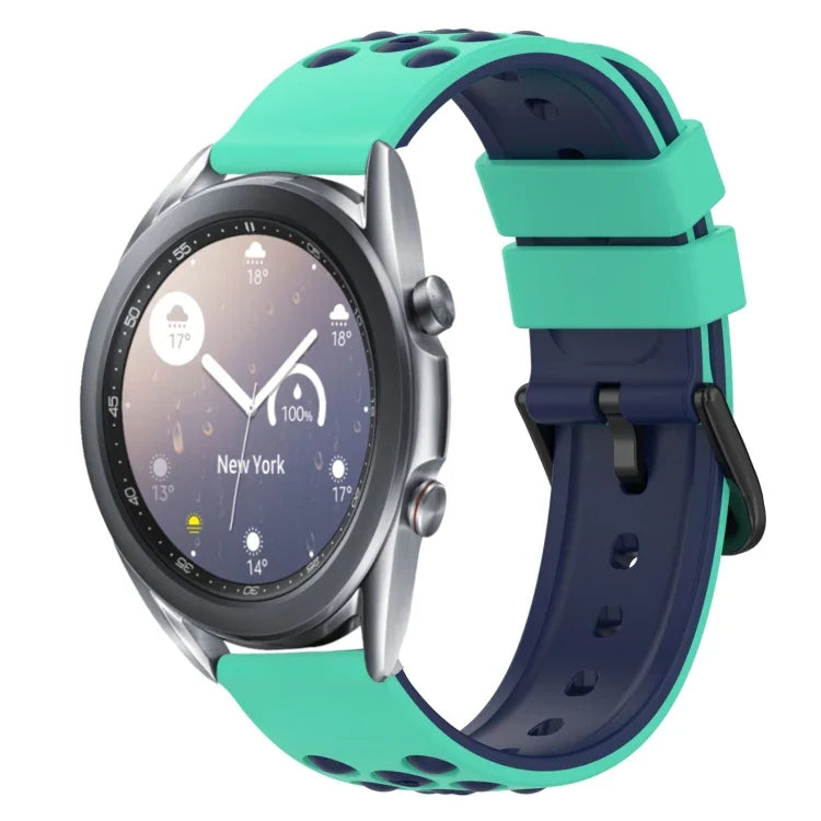 22mm ツートンカラー 多孔質シリコン時計バンド、Samsung Galaxy Watch3 45mm用、Samsung Galaxy Watch 46mm用、Samsung Gear S3 Classic用、Samsung Gear S3 Frontier用