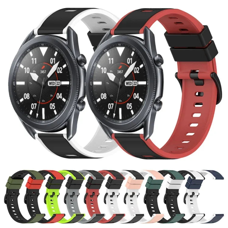 22mm ツートンカラー 多孔質シリコン時計バンド、Samsung Galaxy Watch3 45mm用、Samsung Galaxy Watch 46mm用、Samsung Gear S3 Classic用、Samsung Gear S3 Frontier用