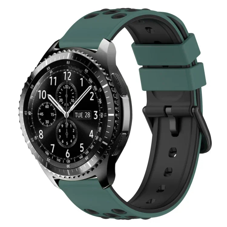 22mm ツートンカラー 多孔質シリコン時計バンド、Samsung Galaxy Watch3 45mm用、Samsung Galaxy Watch 46mm用、Samsung Gear S3 Classic用、Samsung Gear S3 Frontier用